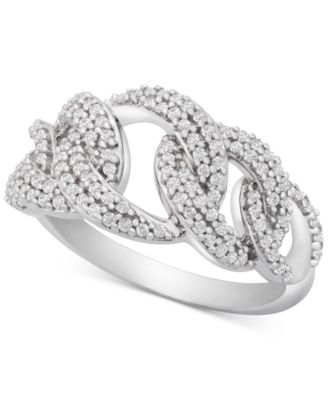 Macy's - Diamond Interlocking Link Statement Ring (1/2 ct. t.w.) in Sterling Silver