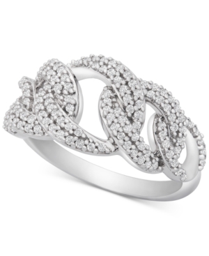 image of Diamond Interlocking Link Statement Ring (1/2 ct. t.w.) in Sterling Silver