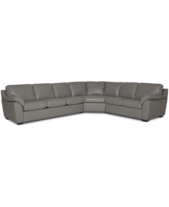 Furniture Lothan 3Pc. Leather Queen Sleeper Sectional Sofa, Created