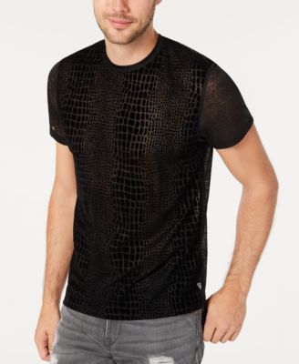 GUESS Men's Sheer Crocodile Pattern T 