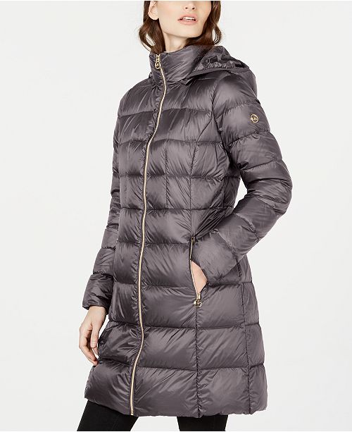 Michael Kors Hooded Long Packable Down Puffer Coat Created For Macy S Reviews Coats Women Macy S