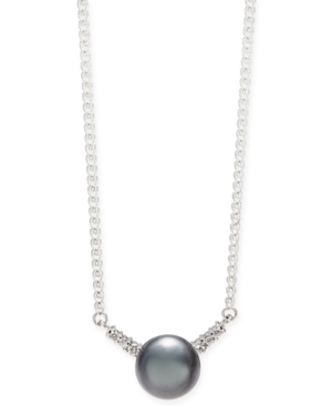 image of Cultured Tahitian Pearl (9mm) & Diamond (1/8 ct. t.w.) 18