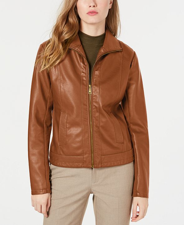 Kenneth Cole Faux-Leather Jacket & Reviews - Coats - Women - Macy's