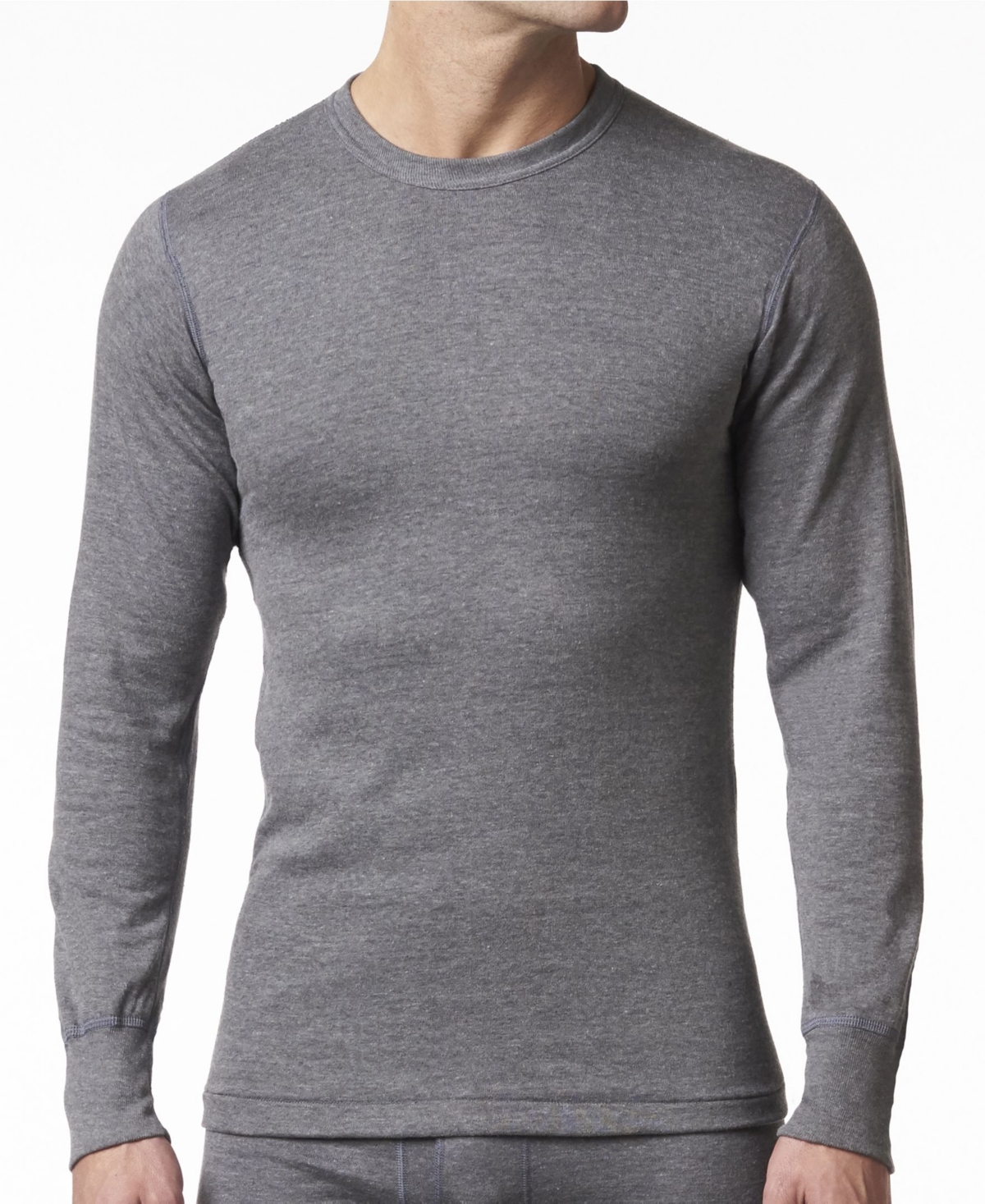 Men's 2 Layer Cotton Blend Thermal Long Sleeve Shirt - Charcoal