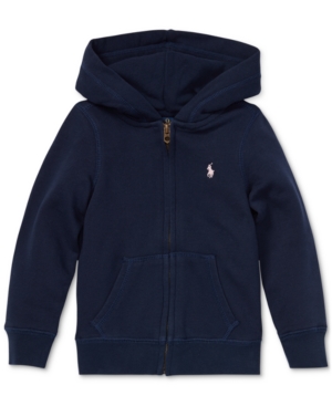 Shop Polo Ralph Lauren Toddler And Little Girls French Terry Full-zip Hoodie In French Navy