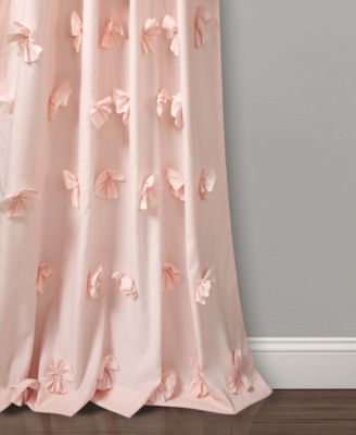 Lush Decor Riley Light Filtering Window Curtain Pane L, Blush - Cute Curtains for Bedroom - Bow Decor - Coquette Curtains for Windows