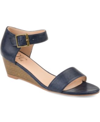 navy low wedge shoes