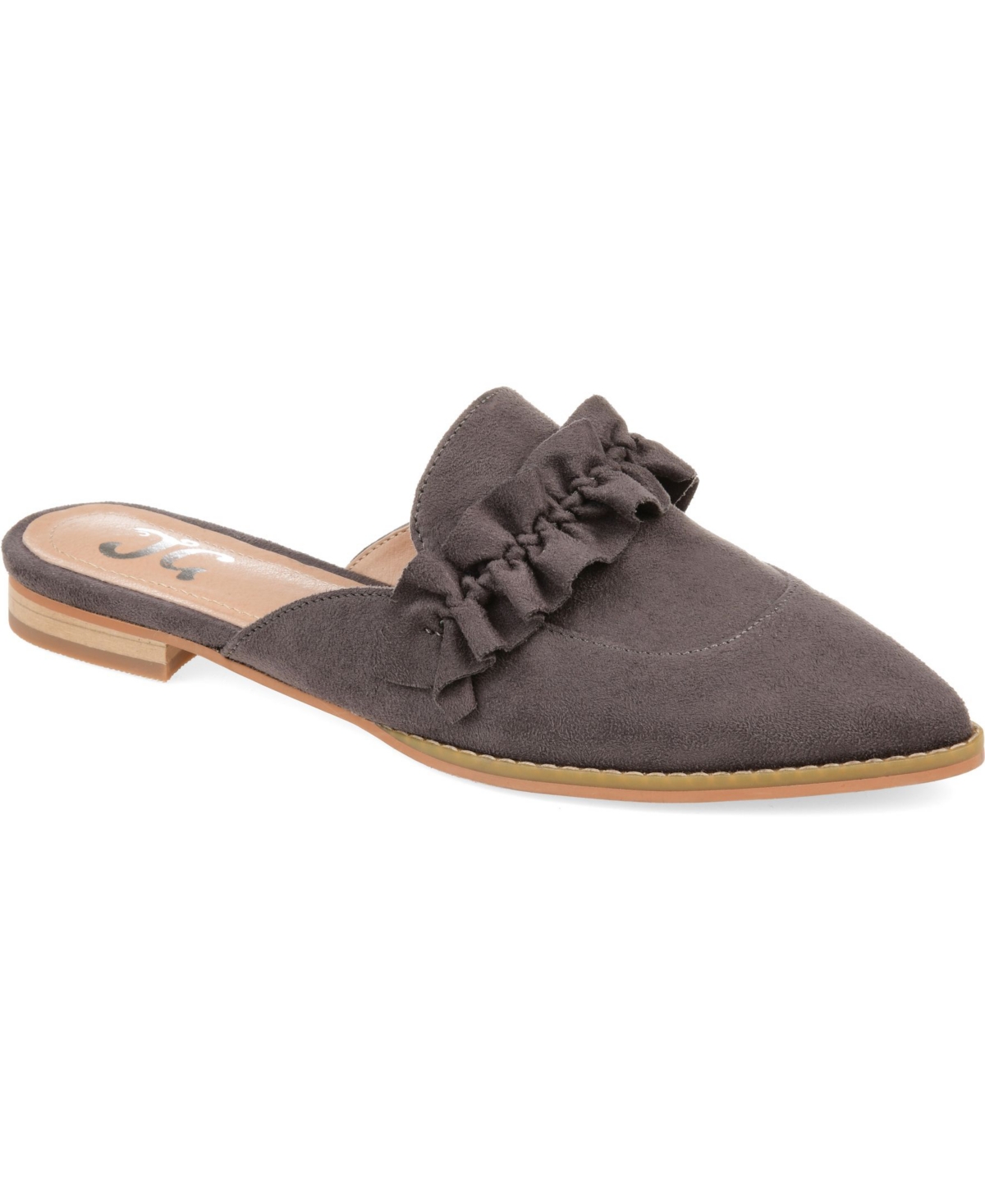Journee Collection Women's Kessie Ruffle Pointed Toe Slip On Mules