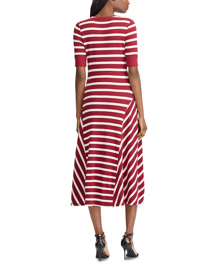 Lauren Ralph Lauren Petite Stripe-Print Cotton Fit & Flare Dress - Macy's