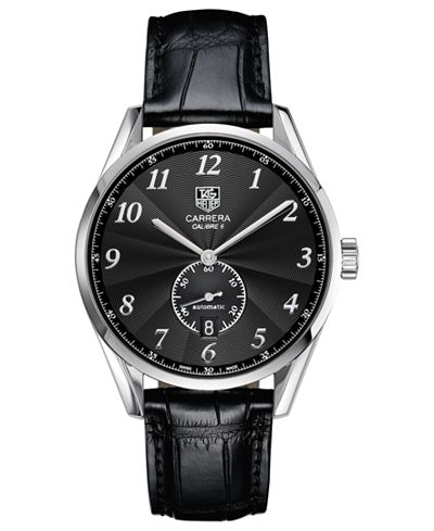 TAG Heuer Men's Swiss Automatic Carrera Black Alligator Leather Strap Watch 39mm WAS2110.FC6180
