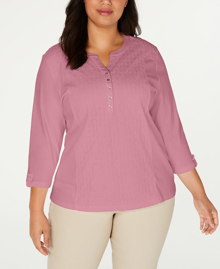 Karen Scott Women's Eyelet-Trim Top Purple Size 2 Extra Large