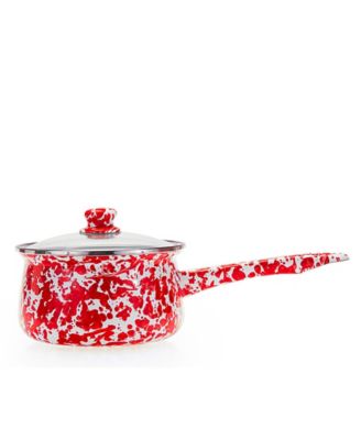Red Swirl Enamelware Collection 5 Cup Sauce Pan