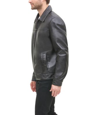 Men's Faux Leather Laydown Collar Jacket