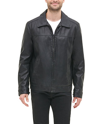 Tommy Hilfiger Men's Faux Leather Laydown Collar Jacket - Macy's