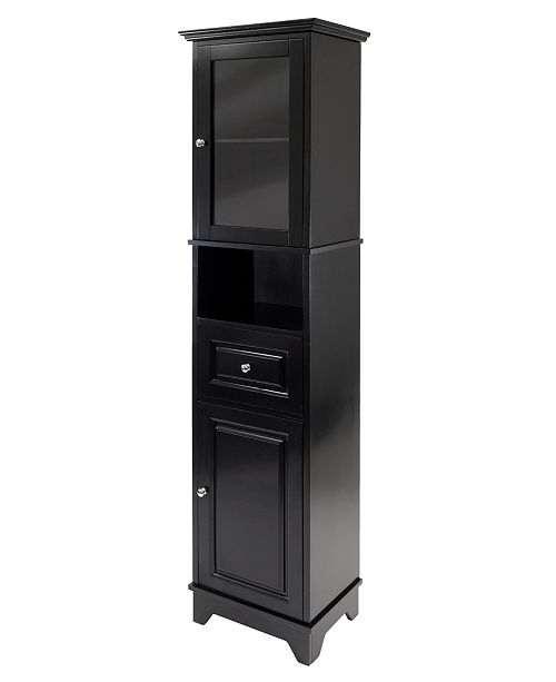 Winsome Alps Tall Cabinet With Glass Door And Drawer Reviews