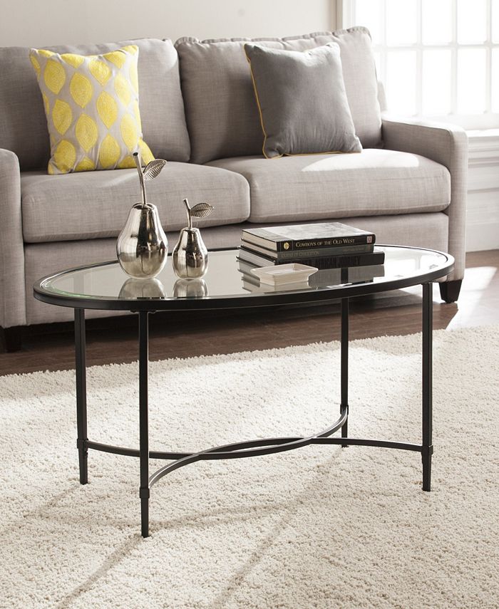 Southern Enterprises Carabella Metal and Glass Oval Cocktail Table Macy's