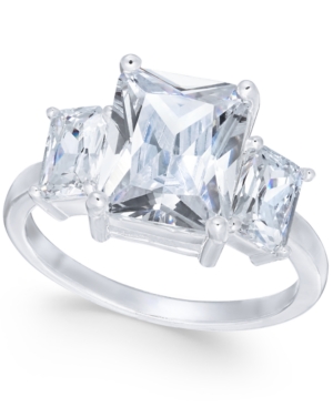 image of Charter Club Silver-Tone Triple-Crystal Ring, Created for Macy-s