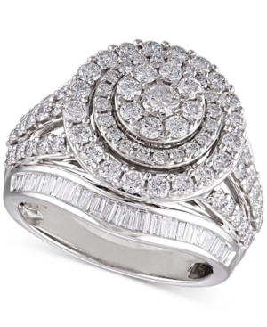 image of Diamond Cluster Halo Engagement Ring (2 ct. t.w.) in 14k White Gold