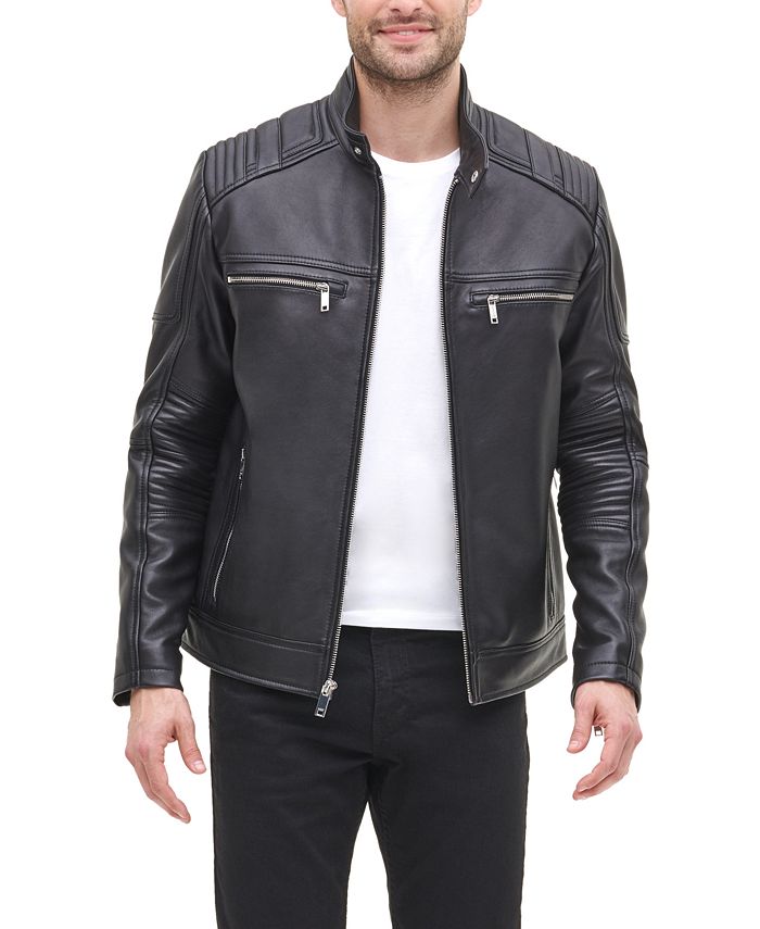 DKNY Men's Leather Racer Jacket, Created for Macy's - Macy's