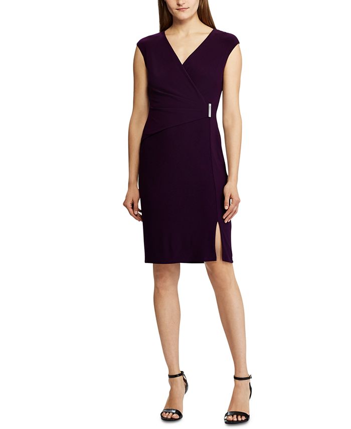 Lauren Ralph Lauren Pin-Waist Side-Slit Jersey Dress - Macy's