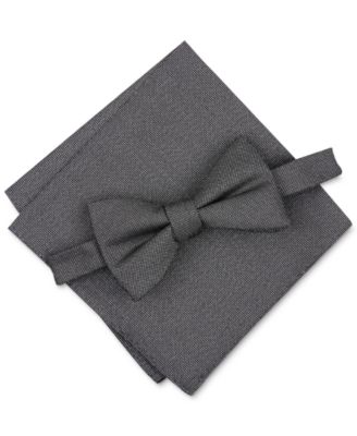 Men's Solid Texture Pocket Square and Bowtie