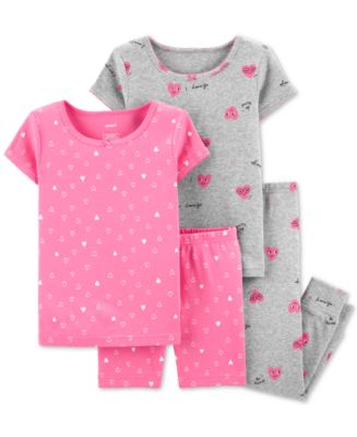 Carter's 4pc Kid Girl Dream Hearts Snug Fit Cotton Pajama Set