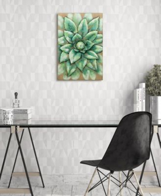 'Succulent 2' Mixed Media Iron Hand Painted Dimensional Wall Sculpture - 24" x 16"