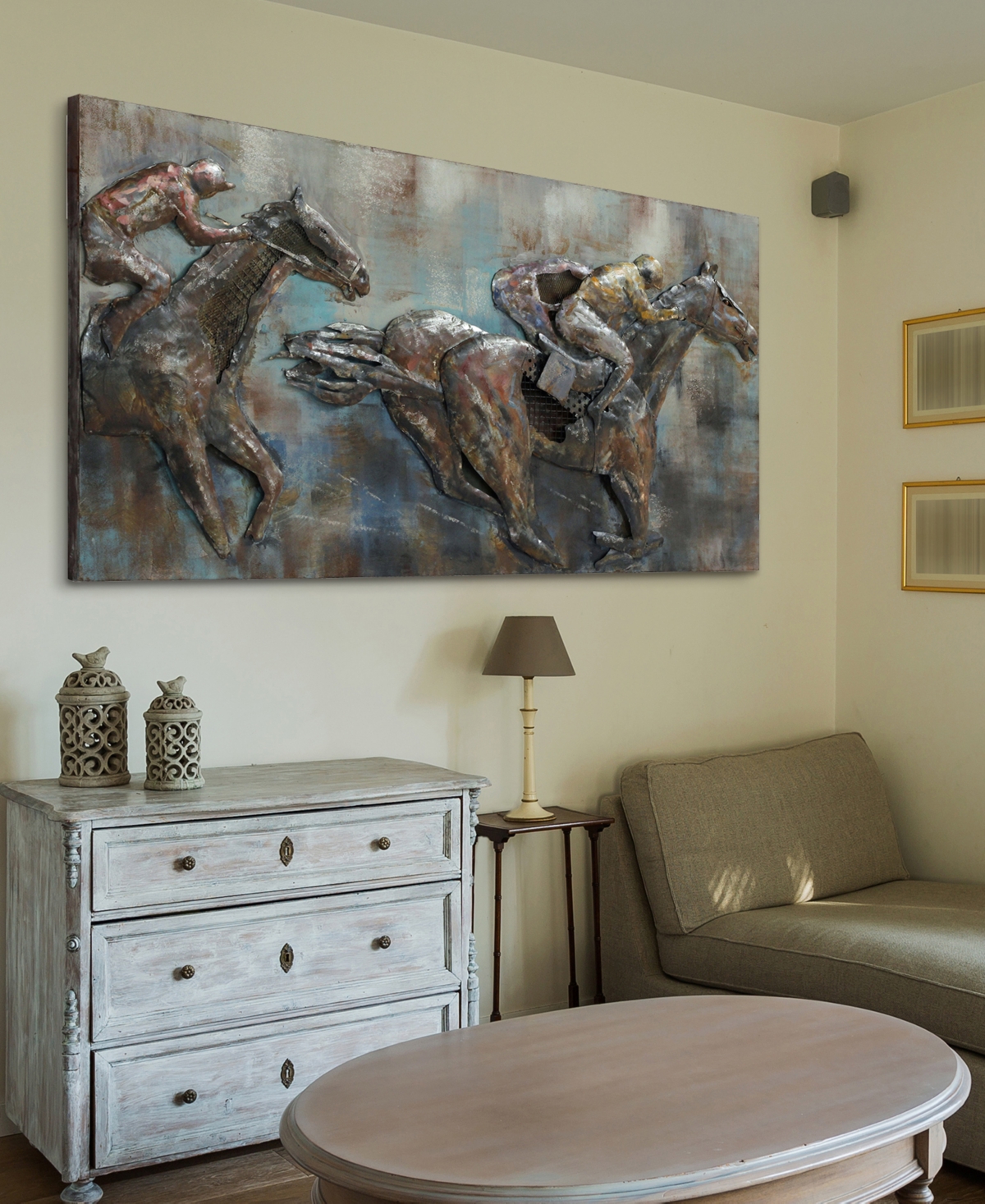 Empire Art Direct 'Race Day' Mixed Media Iron Hand Painted Dimensional Wall Sculpture -