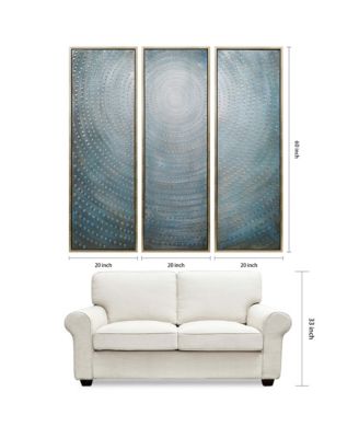 Concentric 3-Piece Textured Metallic Hand Painted Wall Art Set by Martin Edwards, 60" x 20" x 1.5"