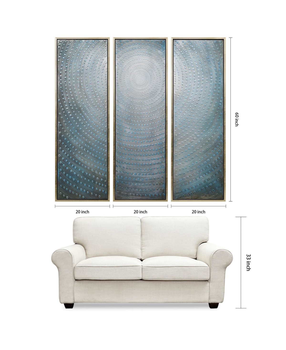 Empire Art Direct Concentric 3-Piece Textured Metallic Hand Painted Wall Art Set by Martin Edwards, 1.5