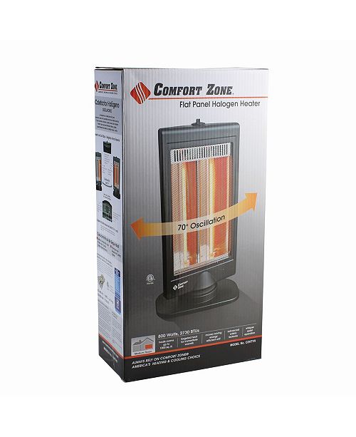 Comfort Zone Czhtv9 Oscillating Flat Panel Dual Halogen Heater