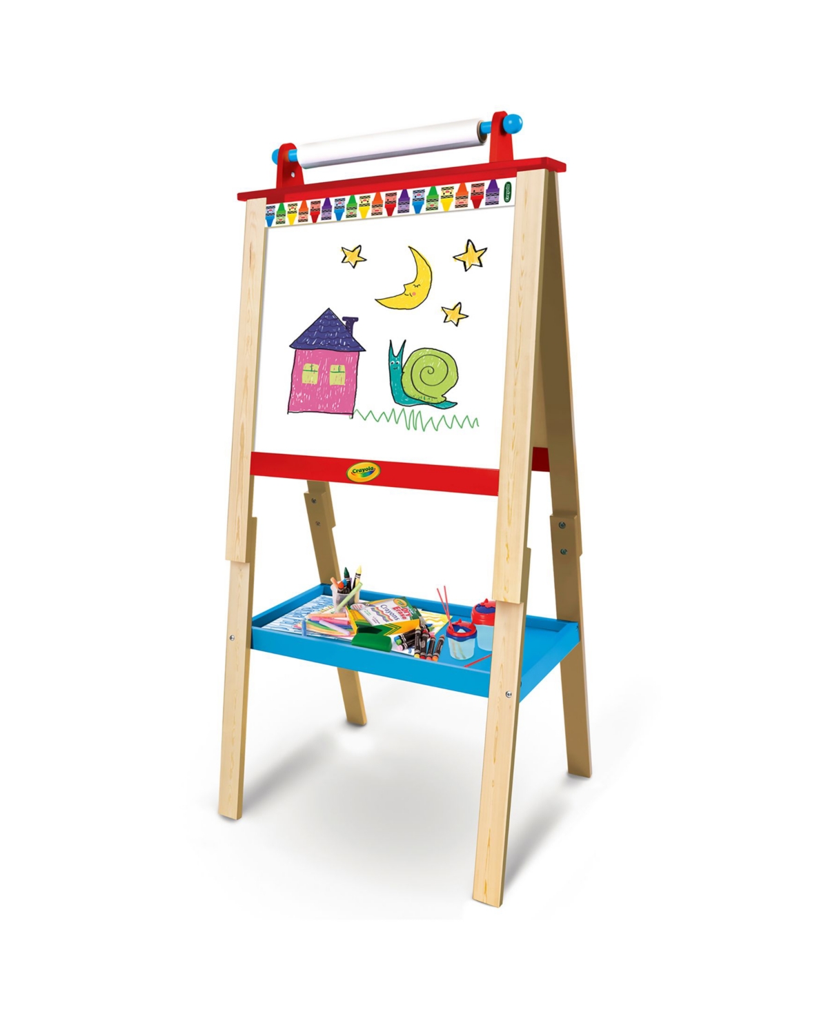Crayola Kids Mini Dual Sided Wooden Art Easel w/ Chalkboard & Dry Erase Supplies