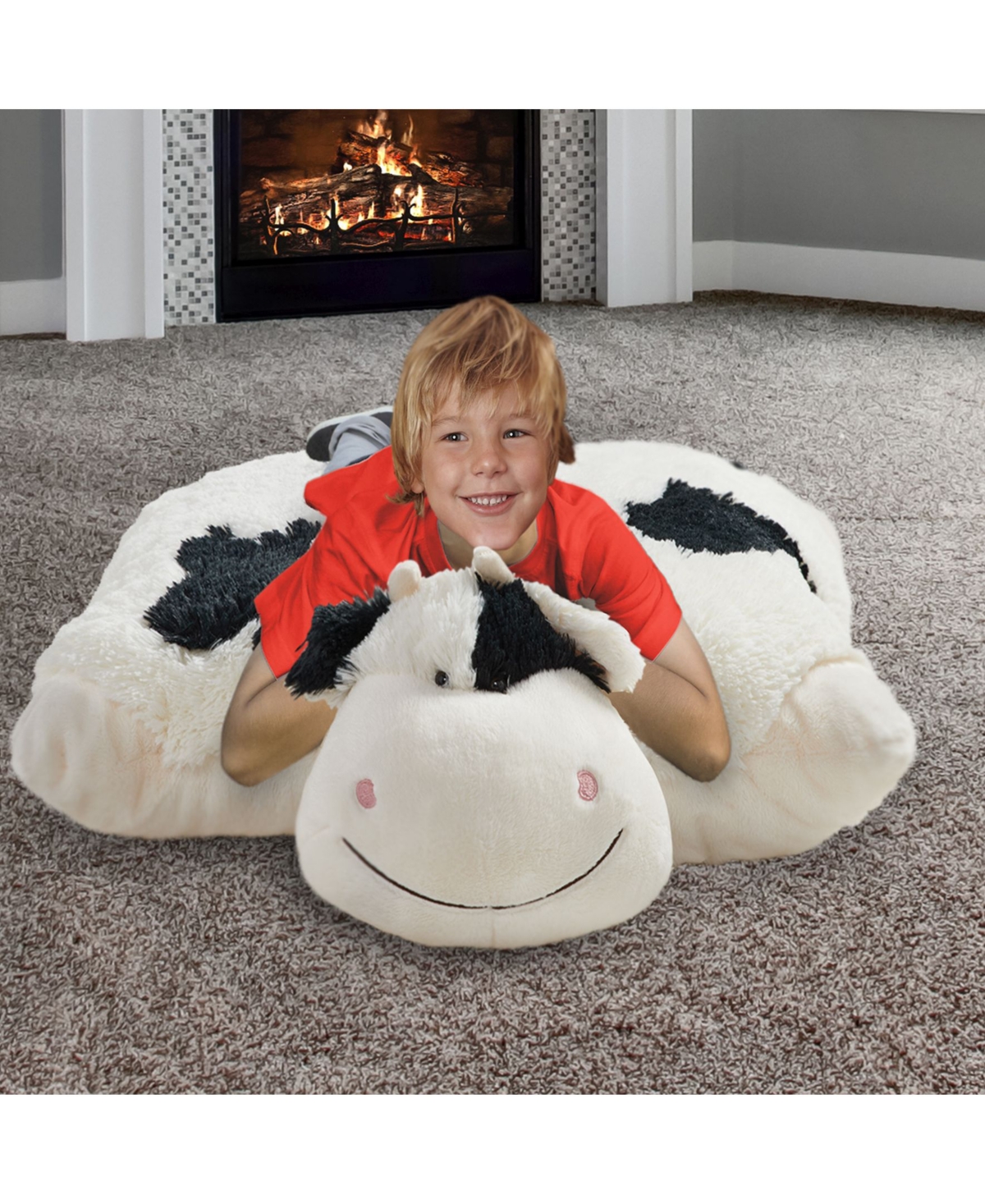 Shop Pillow Pets Signature Jumboz Cozy Cow Oversized Stuffed Animal Plush Toy In White