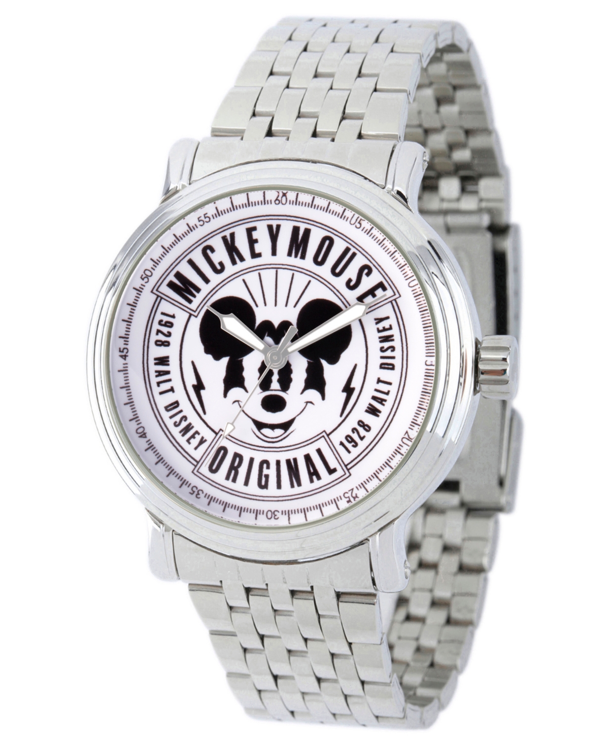 EwatchFactory Men's Disney Mickey Mouse Silver Bracelet Watch 44mm