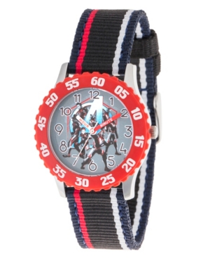 image of EwatchFactory Boy-s Marvel Avengers Endgame Hulk, Captain America, Rocket Raccoon, Iron Man, Nebula, Ant- Man Black Stainless Steel Time Teacher Strap Watch 32mm