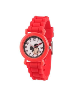 EwatchFactory Boy's Disney Mickey Mouse Red Plastic Time Teacher Strap Watch 32mm