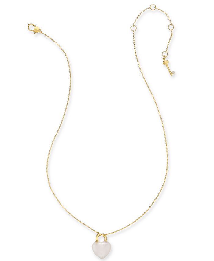 kate spade new york Gold-Tone Mini Heart Lock Pendant Necklace, 17