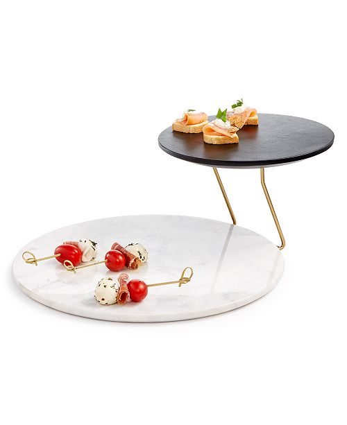 Hotel Collection Marble Wood 2 Tier Server Created For Macy S