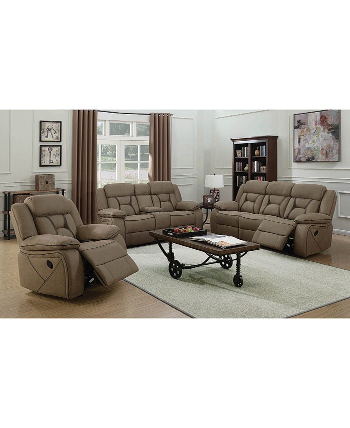 Macy's - Houston Pillow-Padded Glider Recliner with Contrast Stitching Tan