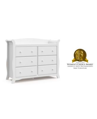 Avalon 6 Drawer Universal Double Dresser - White