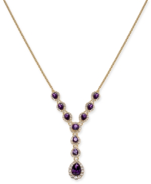 image of Charter Club Crystal & Stone Lariat Necklace, 17