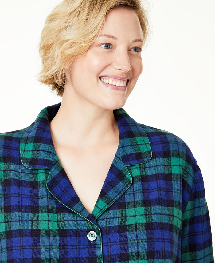 Family Pajamas Matching Plus Size Black Watch Plaid Family Pajama Set