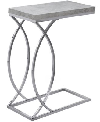 Chrome Metal Edgeside Accent Table in Grey Cement