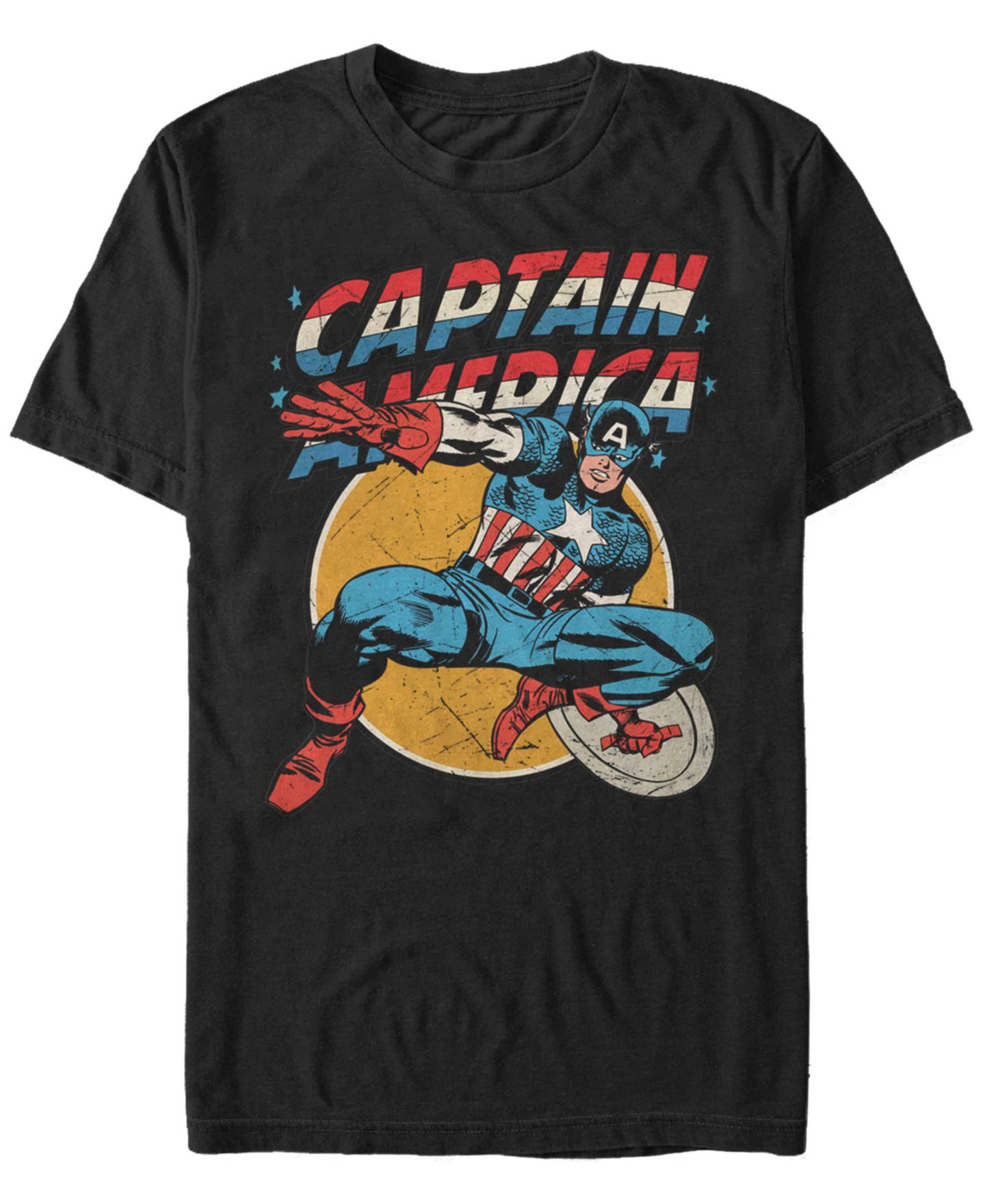 Мужская футболка Fifth Sun Marvel Comic Collection Classic Captain America Strong Pose Short Sleeve, цвет: Чёрный — фото 1