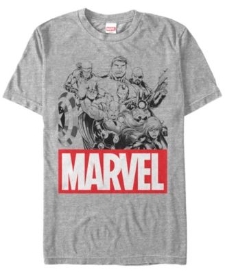 Marvel Men's Comic Collection Line Art Group Shot Short Sleeve T-Shirt
