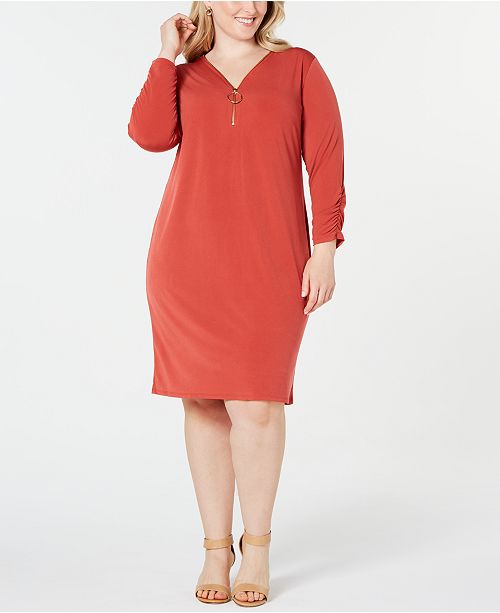 Jm Collection Plus Size Zip Neck Dress Created For Macy S