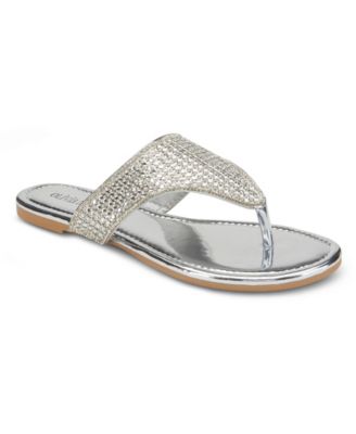 silver embellished flip flops