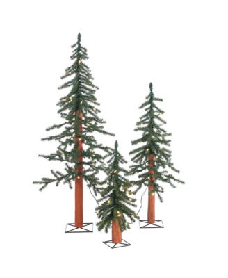 Sterling - Pre-Lit Alpine Trees with Clear Lights (Set of 3)