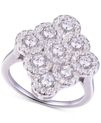 Macy's - Cubic Zirconia Cluster Statement Ring in Sterling Silver