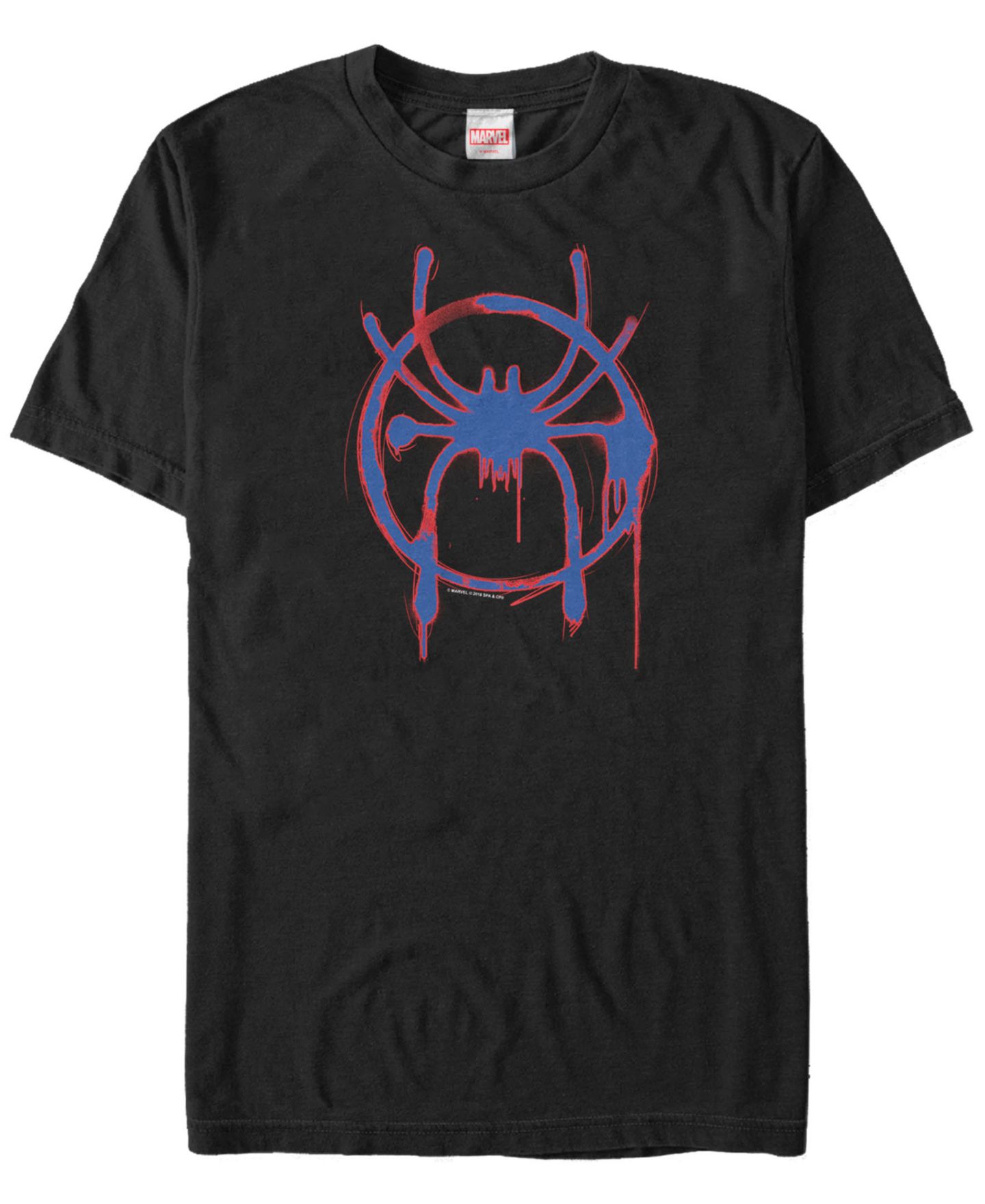 Мужская футболка Fifth Sun Marvel Spider-Man Into The Spiderverse Red and Blue Paint Logo Short Sleeve, цвет: Чёрный — фото 2
